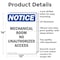 Signmission Mechanical Room No Unauthorized Access OSHA Notice Sign, Aluminum, 10in W x 14in L, 2PK OS-2PACK-NS-A-1014-V-15950 - alternate 3